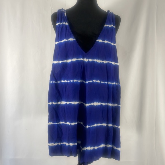 Blue, white Tie died jumper, shorts set onsie, Cover up, V neck,small - Picture 9 of 9